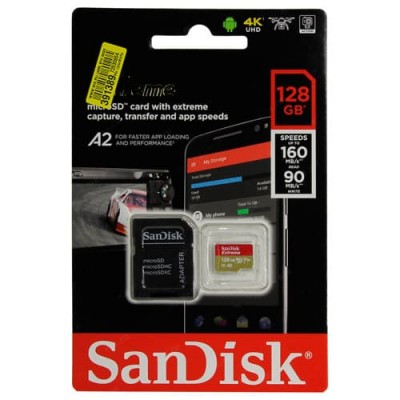 Карта памяти SanDisk Extreme MicroSDXC 128Gb A2 V30 UHS-I U3 for 4K + адаптер