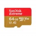 Карта памяти SanDisk MicroSD 64GB Class 10 Extreme Action Cameras A2 V30 UHS-I U3 (160 Mb/s) + адаптер